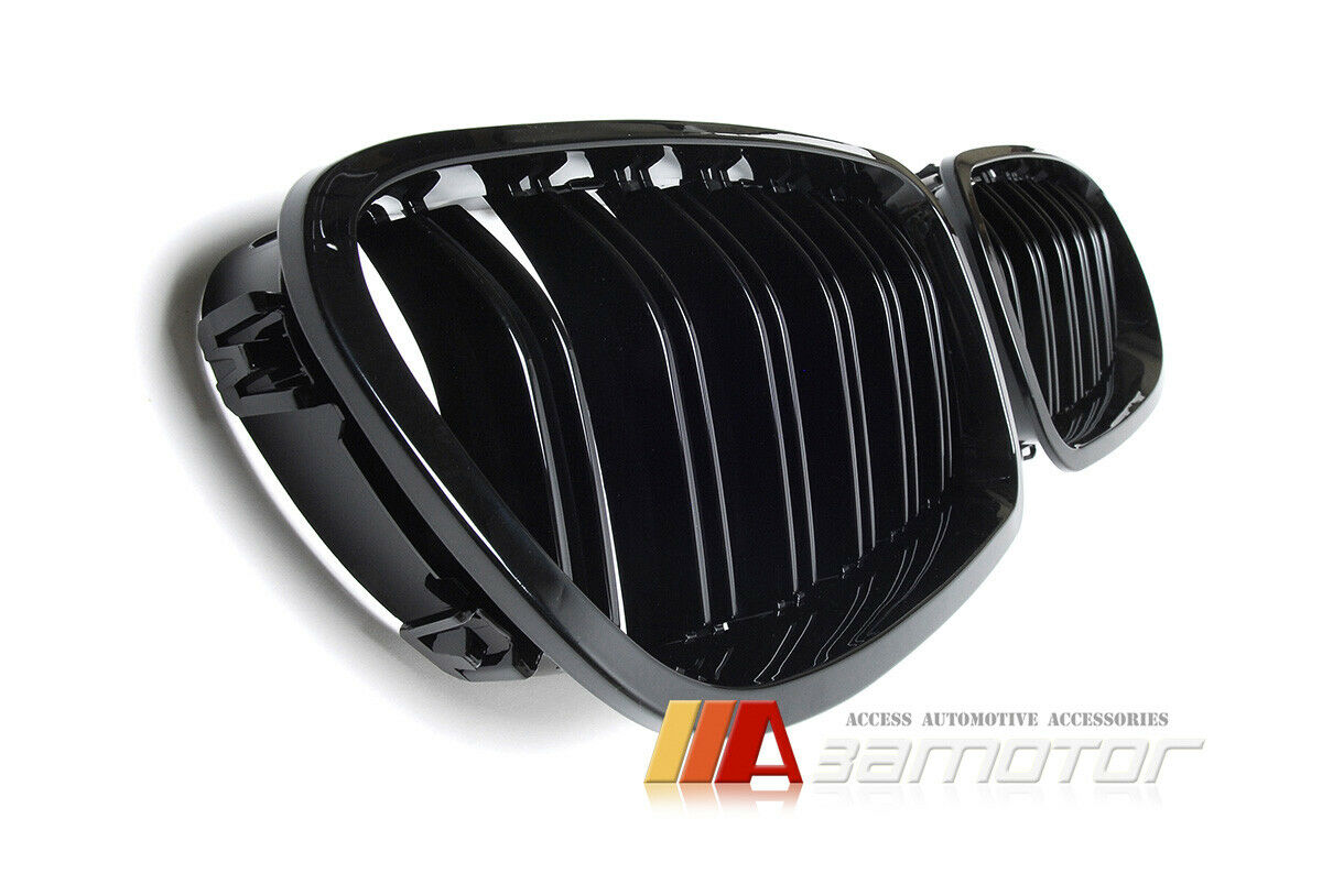 Dual Slat Gloss Black Front Kidney Grilles Set fit for 2011-2016 BMW F10 / F11 5-Series