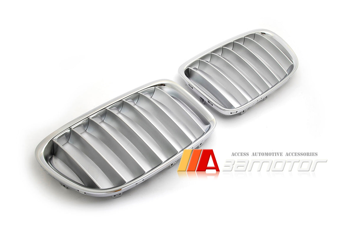 Matte Titanium Front Kidney Grilles Set fit for 2009-2014 BMW E84 X1