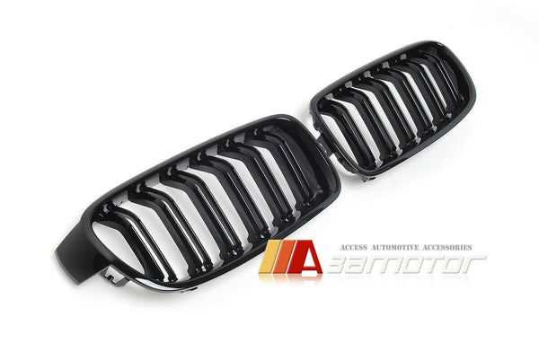 Gloss Black Dual Slat Front Grilles Set fit for 2012-2018 BMW F30 / F31 3-Series