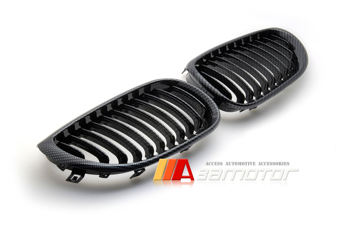 Carbon Look (Hydro Dipped) Front Kidney Grilles Set fit for 2004-2010 BMW E60 / E61 5-Series & M5