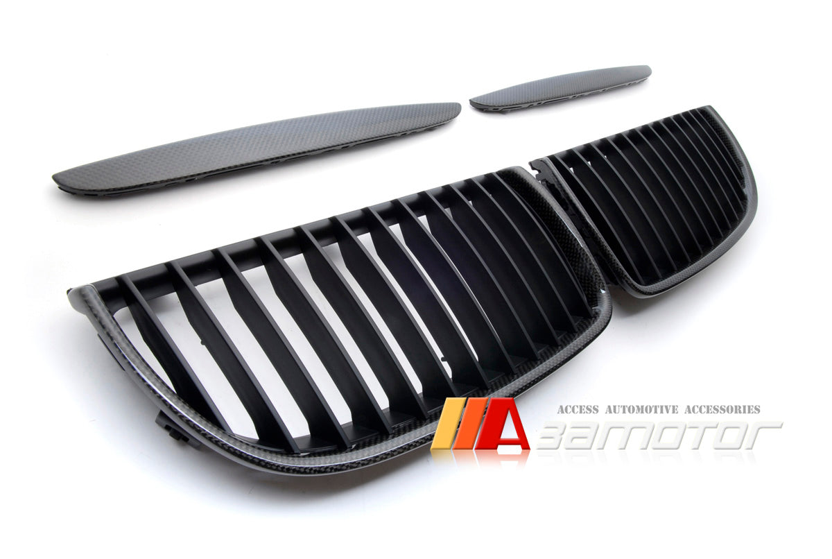 Carbon Fiber Front Kidney Grilles Set fit for 2005-2008 BMW E90 / E91 Pre-LCI 3-Series