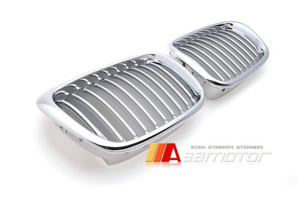 Chrome Front Kidney Grilles Set Backing Silver fit for 1996-2003 BMW E39 5-Series / E39 M5