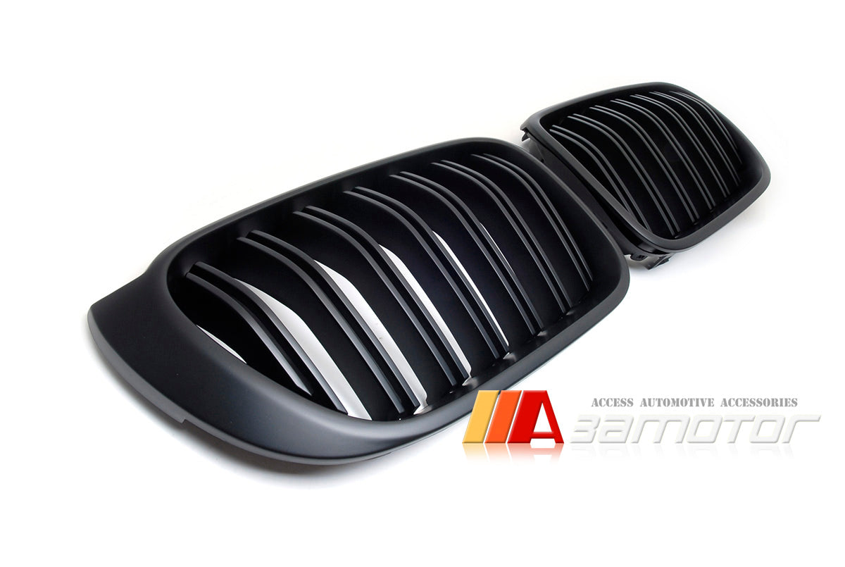 Matte Black Dual Slat Front Kidney Grilles fit for 2014-2017 BMW F25 LCI X3 / F26 X4