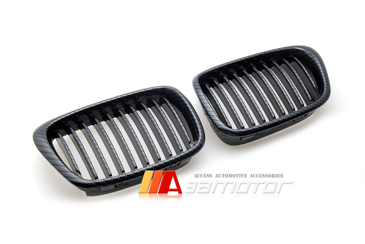 Carbon Look (Hydro Dipped) Front Kidney Grilles Set fit for 1996-2003 BMW E39 5-Series / E39 M5
