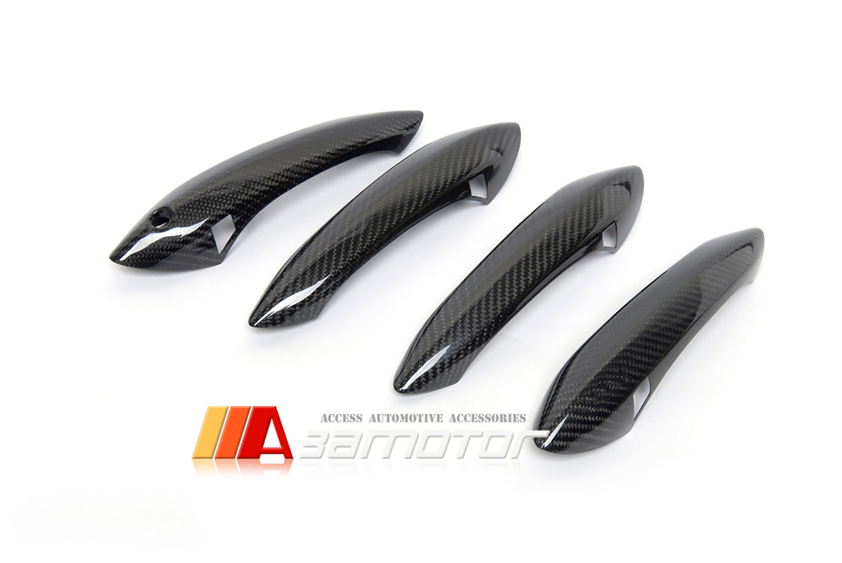 Carbon Fiber Door Handle Trim Covers Set fit for BMW F07 / F10 / F11 5-Series with Sensor