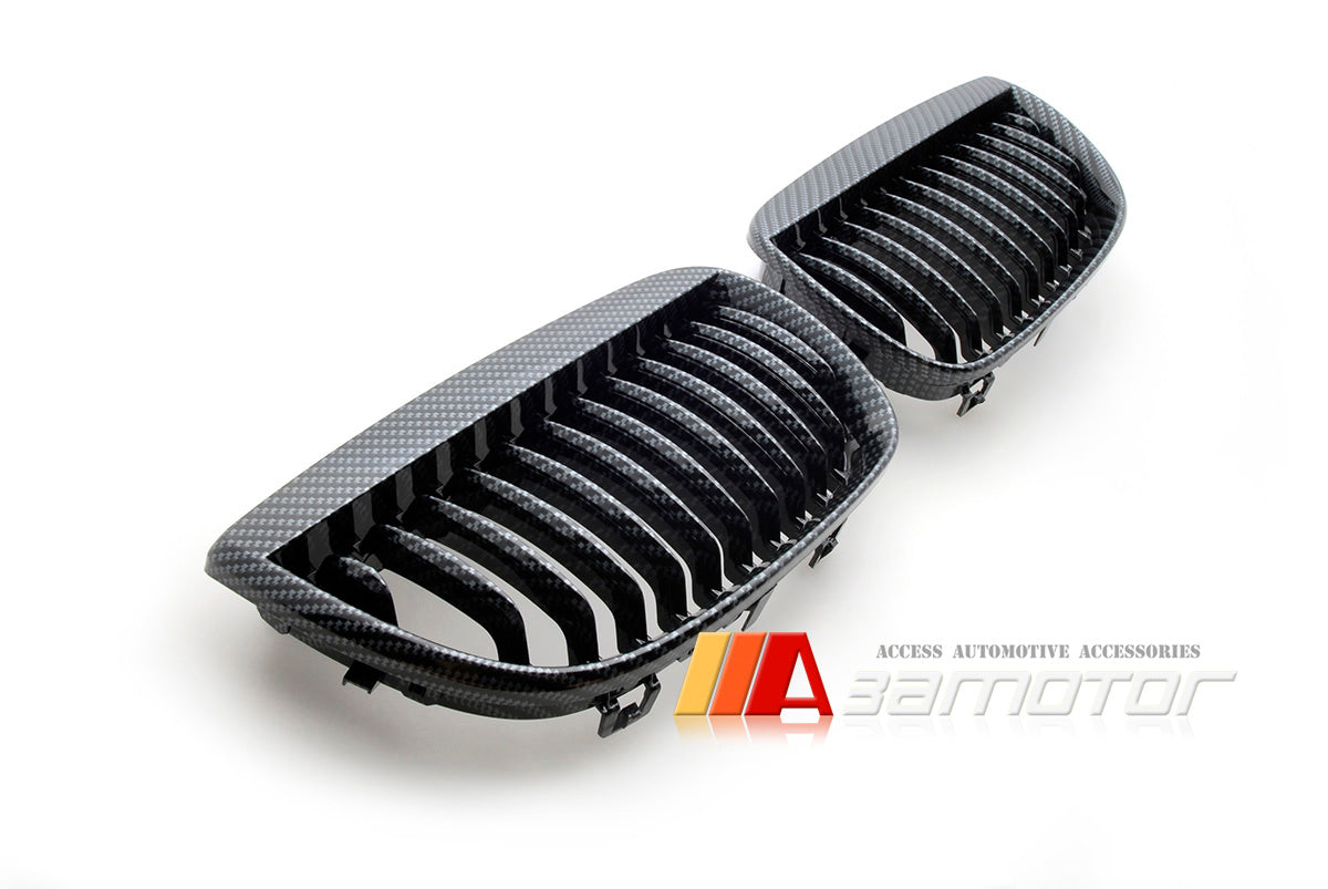 Carbon Look (Hydro Dipped) Front Kidney Grilles fit for 2004-2006 BMW E87 Pre-LCI 1-Series Hatchback