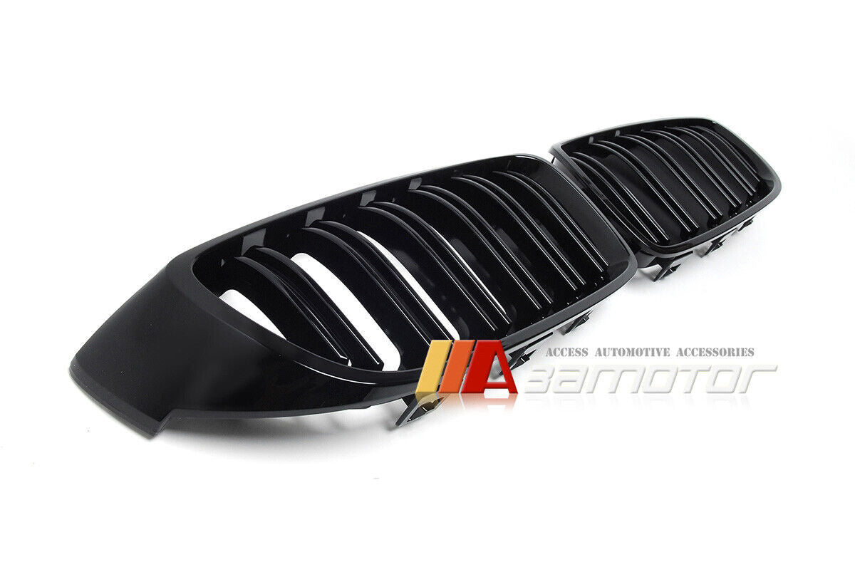 Gloss Black Dual Slat Style Front Grilles fit for 2014-2020 BMW F32 F33 F36 4-Series / F80 M3 / F82 M4