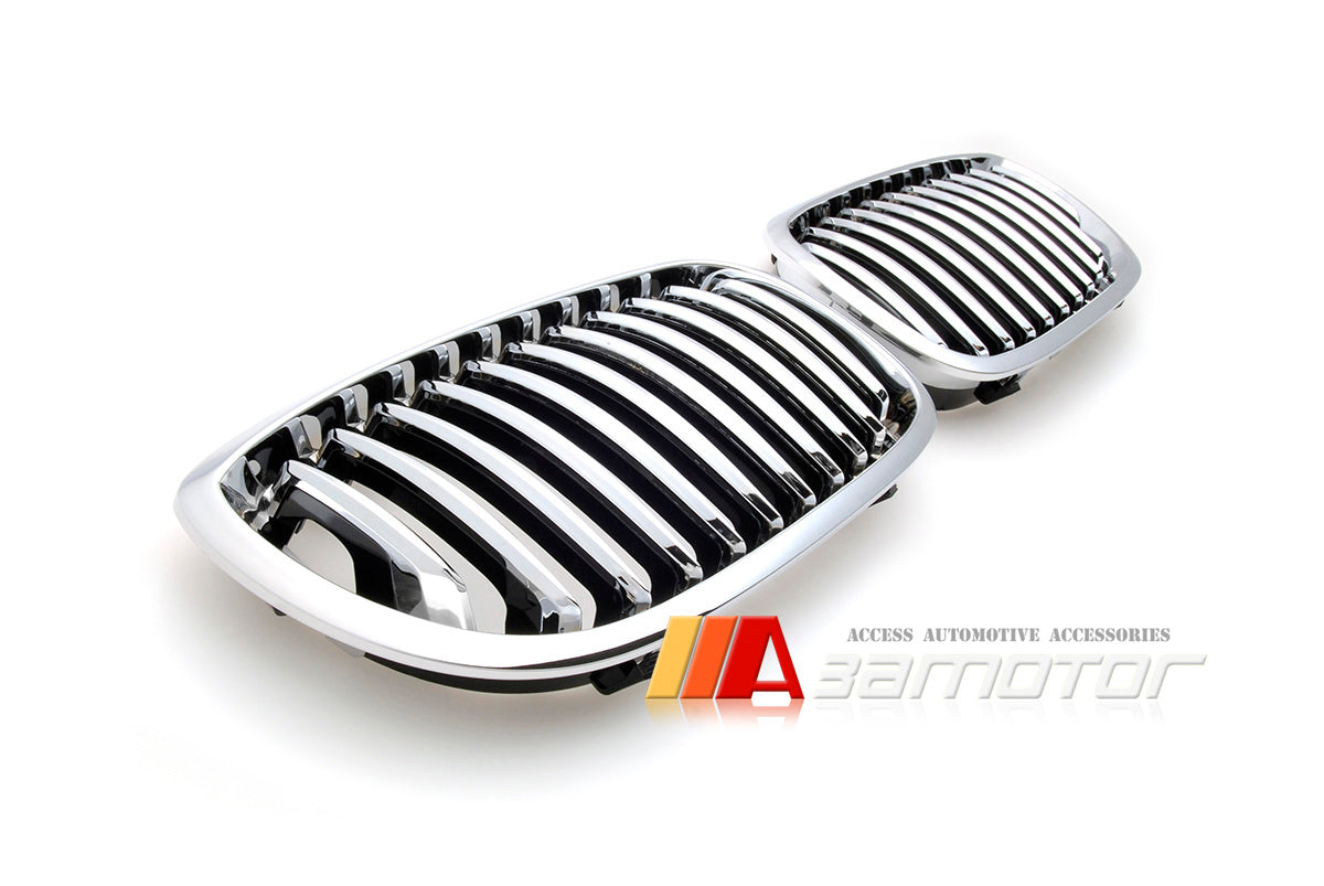 Chrome Front Kidney Grilles Set Backing Black fit for 2003-2006 BMW E46 LCI 3-Series Coupe