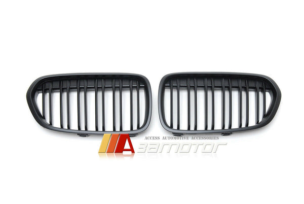 Dual Slat Gloss Black Front Kidney Grilles Set fit for 2018-2022 BMW F52 1-Series