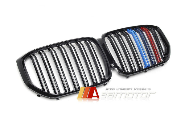 Gloss Black Dual Slat Style Front Grille w/ M-Color fit for 2019-2022 BMW G05 X5 SUV