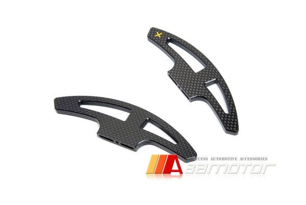 Carbon Fiber Steering Wheel Extend DCT Clutch Shift Paddles Set Yellow fit for E90 M3 / E92 M3 / E93 M3 / E70 X5M / E71 X6M