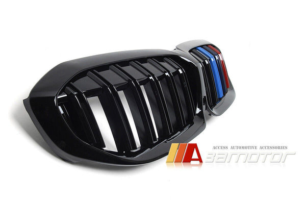 Gloss Black Dual Slat Style Front Grille w/ M-Color fit for 2019-2022 BMW G20 / G21 3-Series