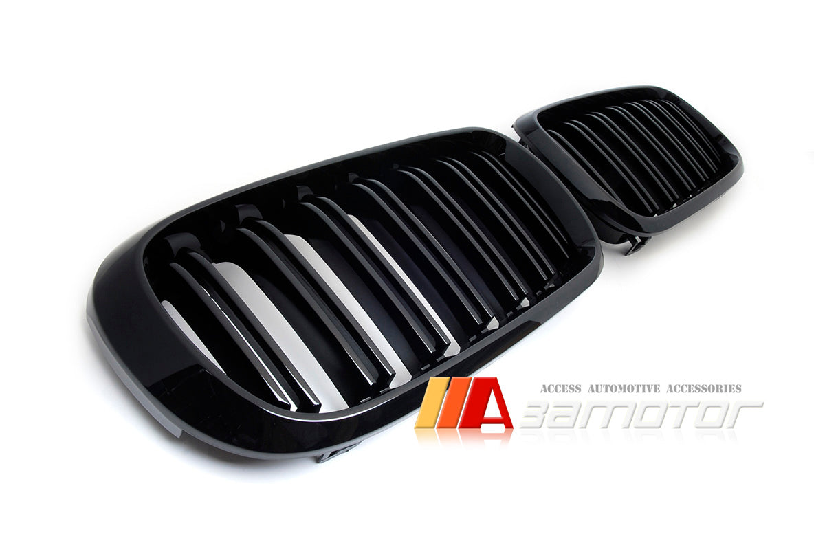 Gloss Black Dual Slat Front Kidney Grilles fit for 2014-2018 BMW F15 X5 X5M / F16 X6 X6M
