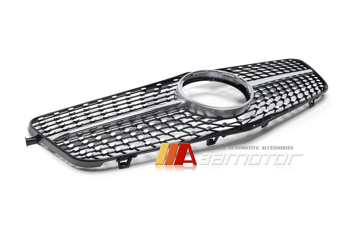 Diamond Style Front Grille w/ Silver Fin fit for 2009-2013 Mercedes W212 / S212 E-Class