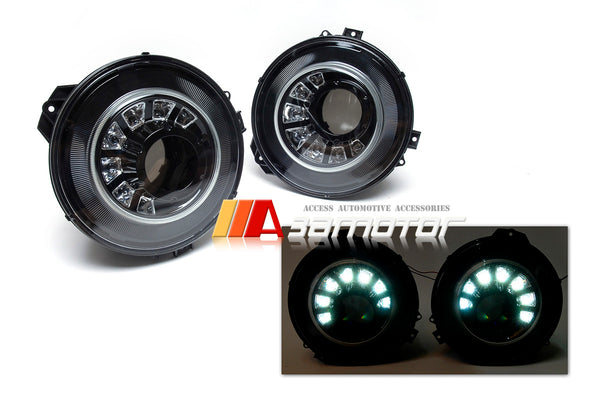 White LED Black Headlight Lamps LHD Set fit for 2007-2016 Mercedes W463 G-Class