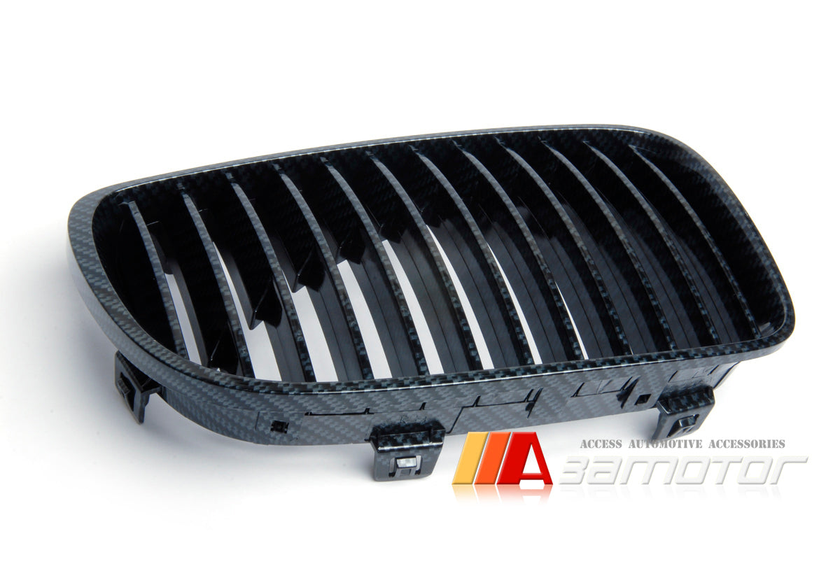 Carbon Look (Hydro Dipped) Front Kidney Grilles fit for 2007-2011 BMW E82 / E88 / E87 LCI / E81 1-Series