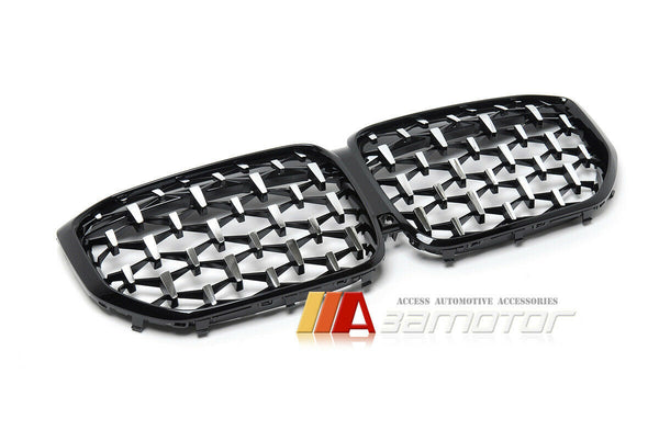 Gloss Black Silver Diamonds Front Grille fit for 2019-2022 BMW G05 X5 SUV