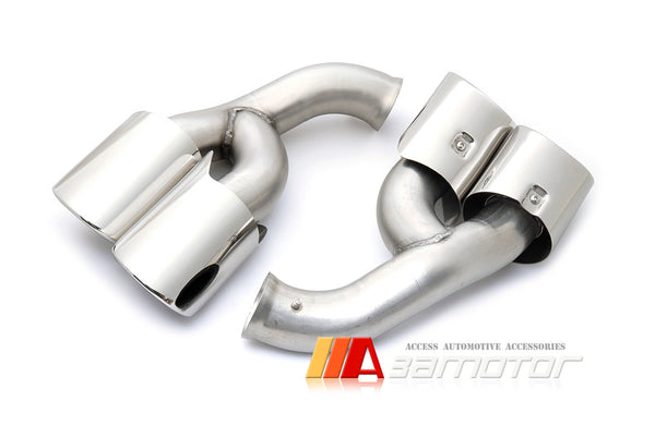 Quad Muffler Rear Exhaust Tail Pipes Stainless fit for 2015-2017 Porsche Cayenne V6 V8