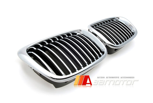 Chrome Front Kidney Grilles Set Backing Black fit for 1996-2003 BMW E39 5-Series / E39 M5