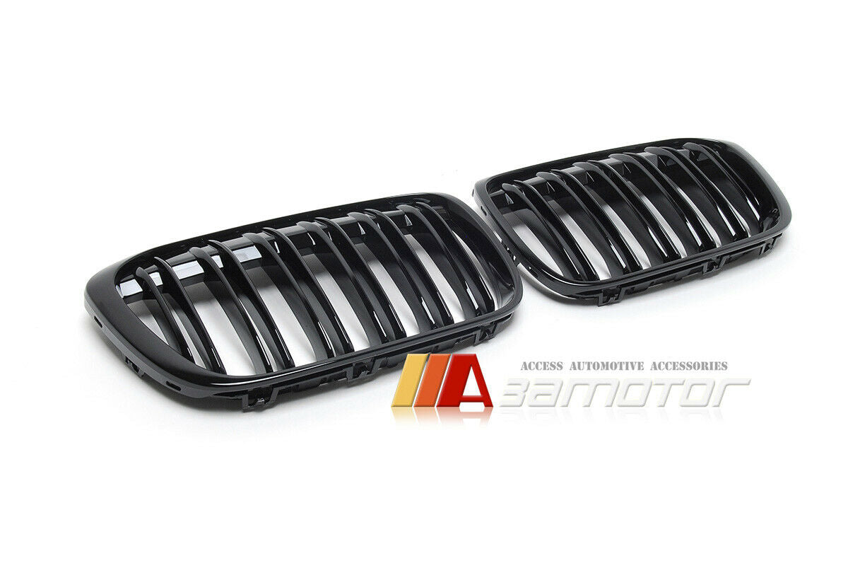 Gloss Black Dual Slat Front Kidney Grilles Set fit for 2016-2018 BMW F48 Pre-LCI X1