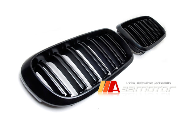 Matte Black Dual Slat Front Kidney Grilles fit for 2014-2018 BMW F15 X5 X5M / F16 X6 X6M