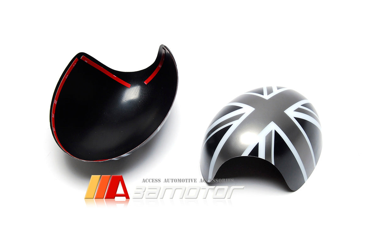 Grey Union Jack Side Mirror Covers Set fit for Mini Cooper R55 / R61 with Power Fold Mirrors