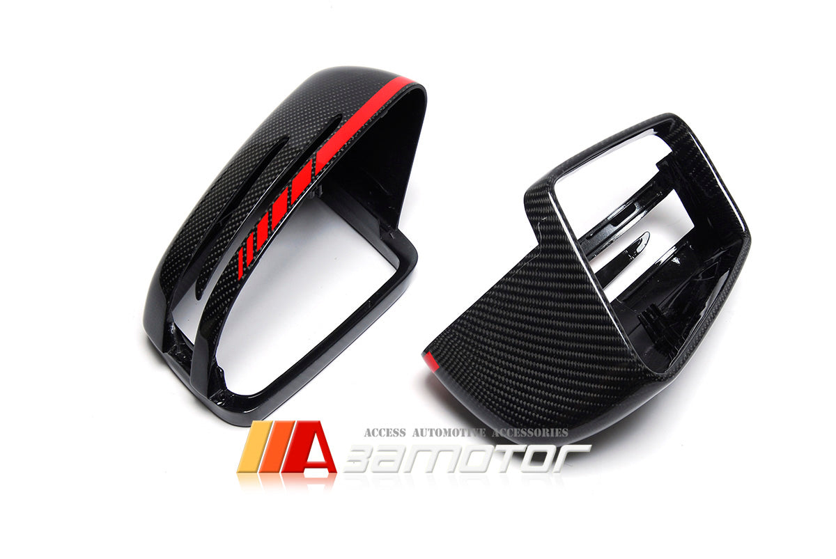 Replacement Carbon Fiber Side Mirrors Red fit for Mercedes W204 / C204 /  W212 / C207 / W221 / C117 / W218 / W216 / X204