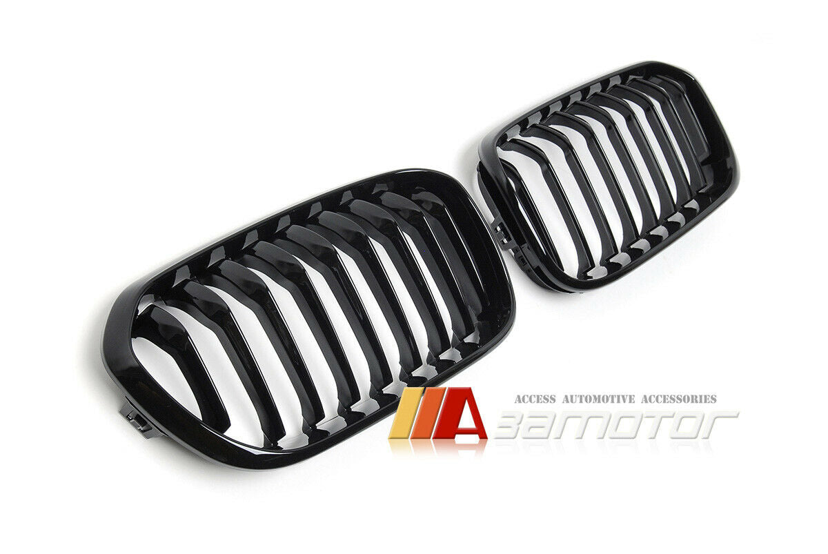 Gloss Black Front Kidney Grilles Set fit for 2015-2017 BMW F20 / F21 LCI 1-Series
