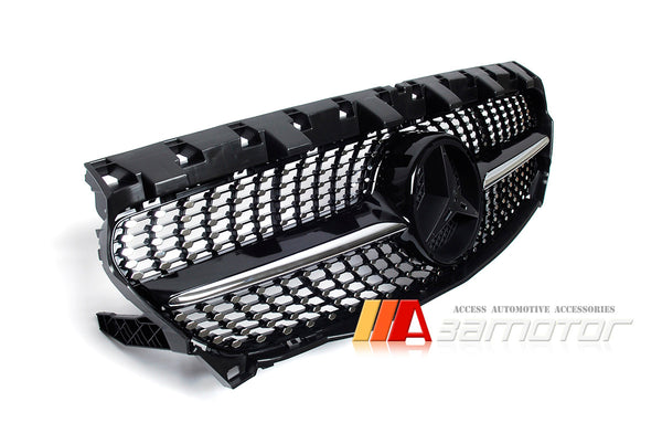 Diamond Black Fin Front Hood Grille fit for 2014-2016 Mercedes W117 / C117 CLA Class AMG & CLA45