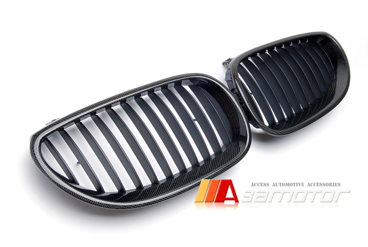 Carbon Fiber Front Kidney Grilles Set fit for 2004-2010 BMW E60 / E61 5-Series & E60 M5