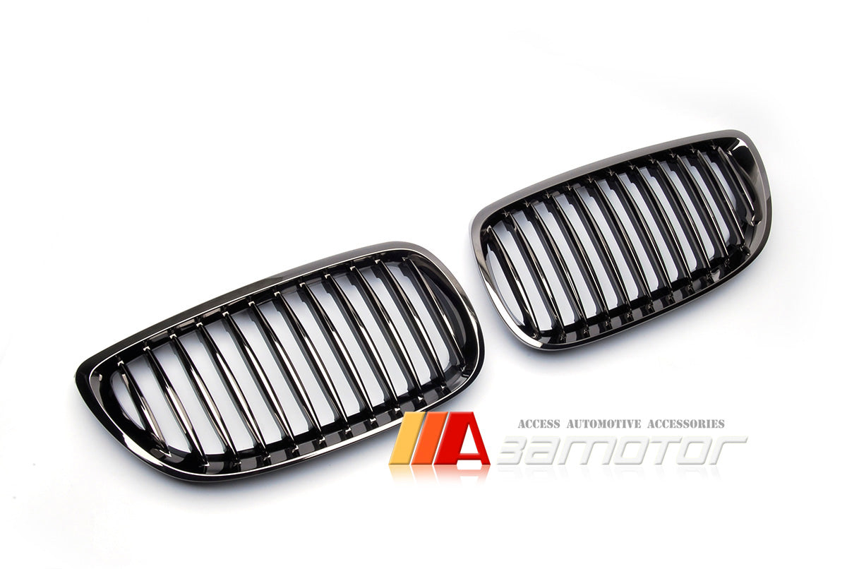 Black Chrome Finish Front Kidney Grilles fit for 2007-2010 BMW E92 / E93 Pre-LCI 3-Series & 2008-2013 E92 M3 Coupe