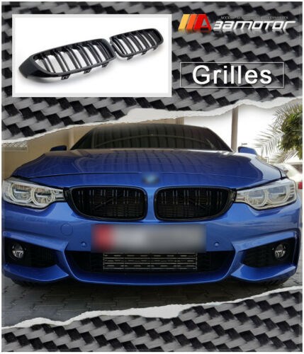 Gloss Black Dual Slat Front Grilles Set fit for BMW F80 M3 / F82 M4 / F32 F33 F36 4-Series