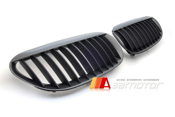 Carbon Fiber Front Kidney Grilles Set fit for 2004-2010 BMW E63 / E64 6-Series & M6