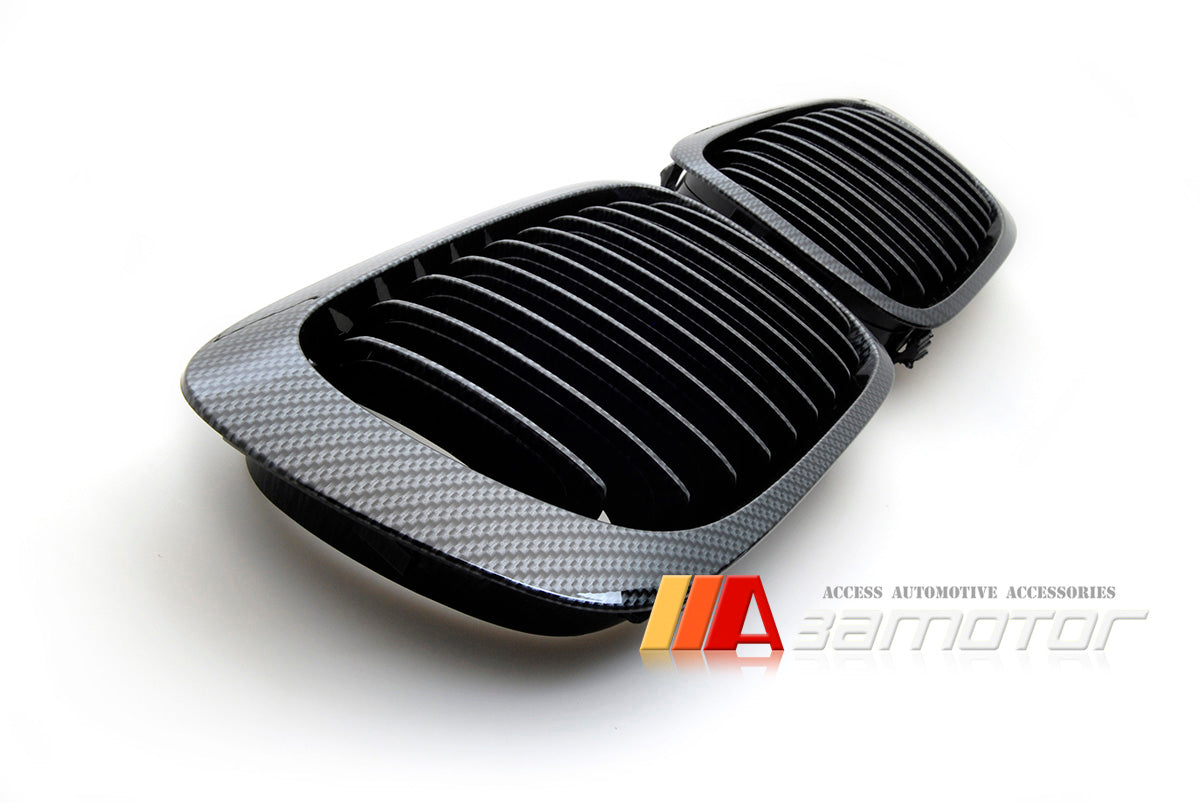 Carbon Look (Hydro Dipped) Front Kidney Grilles fit for 1999-2002 BMW E46 Coupe Pre-LCI / 2001-2006 E46 M3