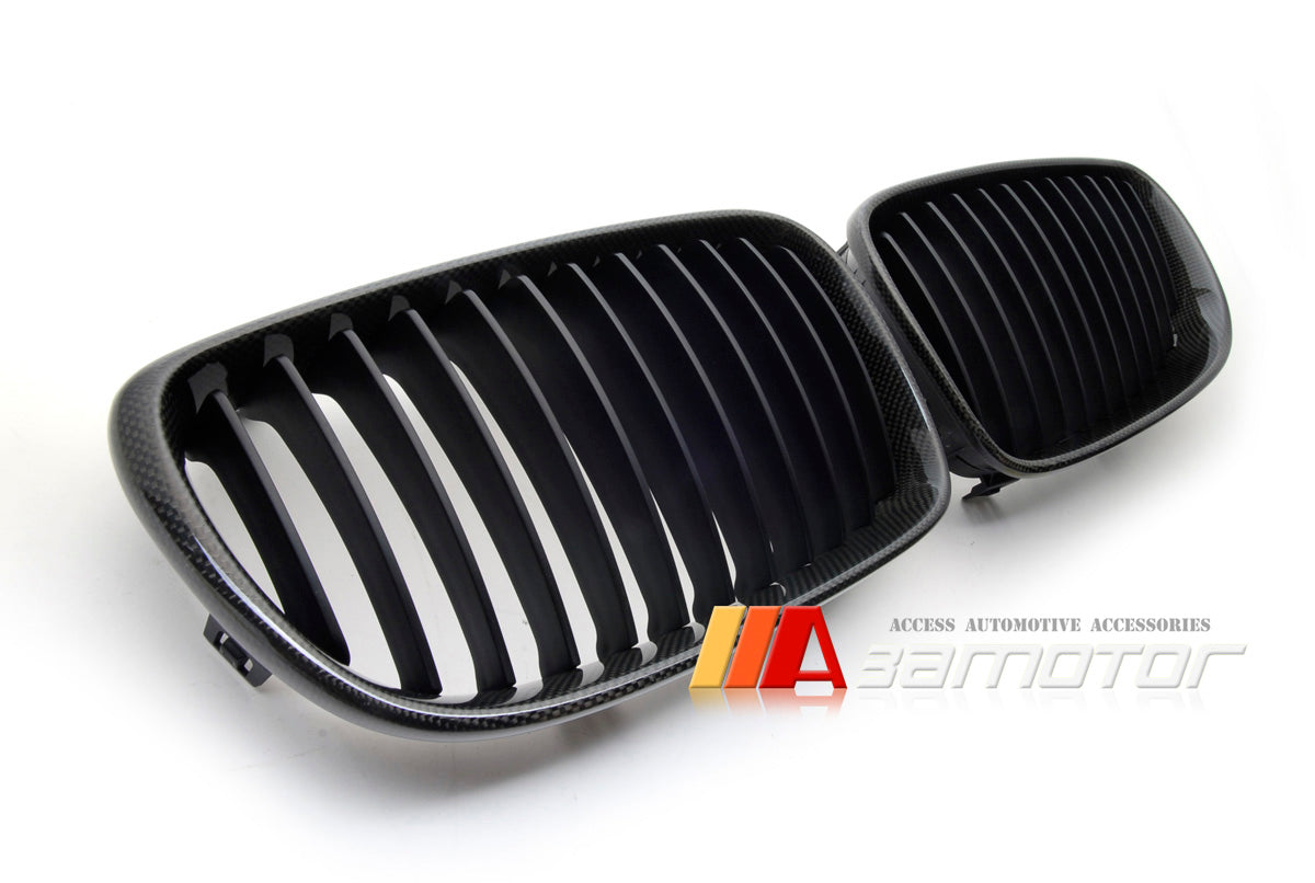 Carbon Fiber Front Kidney Grilles Set fit for 2007-2011 BMW E82 / E88 / E87 LCI / E81 1-Series