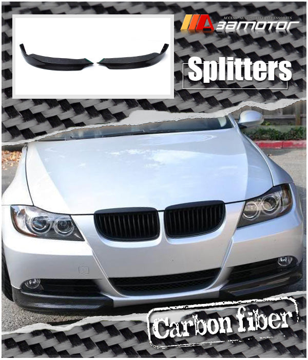Carbon Fiber Front Bumper Splitters Set fit for 2005-2008 BMW E90 / E91 Pre-LCI 3-Series