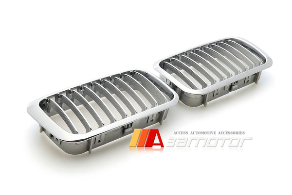 Front Chrome Kidney Grilles Backing Silver fit for 1992-1996 BMW E36 3-Series Pre-LCI & E36 M3