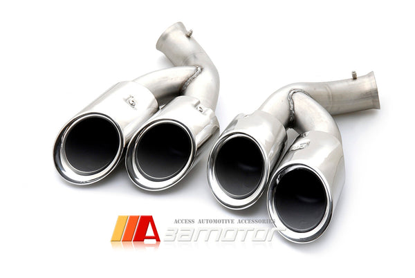 Quad Muffler Rear Exhaust Tail Pipes Stainless fit for 2015-2017 Porsche Cayenne V6 V8