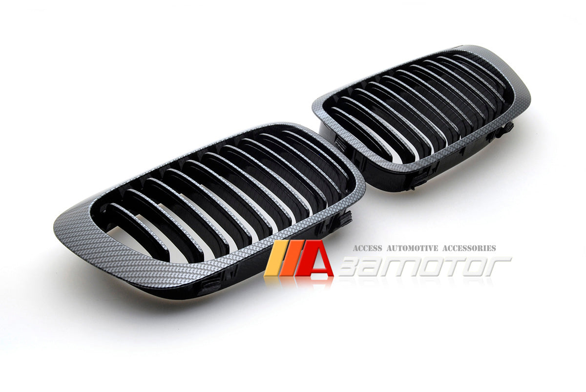 Carbon Look (Hydro Dipped) Front Kidney Grilles fit for 1999-2002 BMW E46 Coupe Pre-LCI / 2001-2006 E46 M3