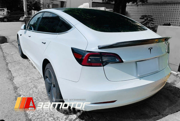 Duckbill Carbon Fiber Rear Trunk Spoiler Wing fit for 2017-2023 Tesla Model 3