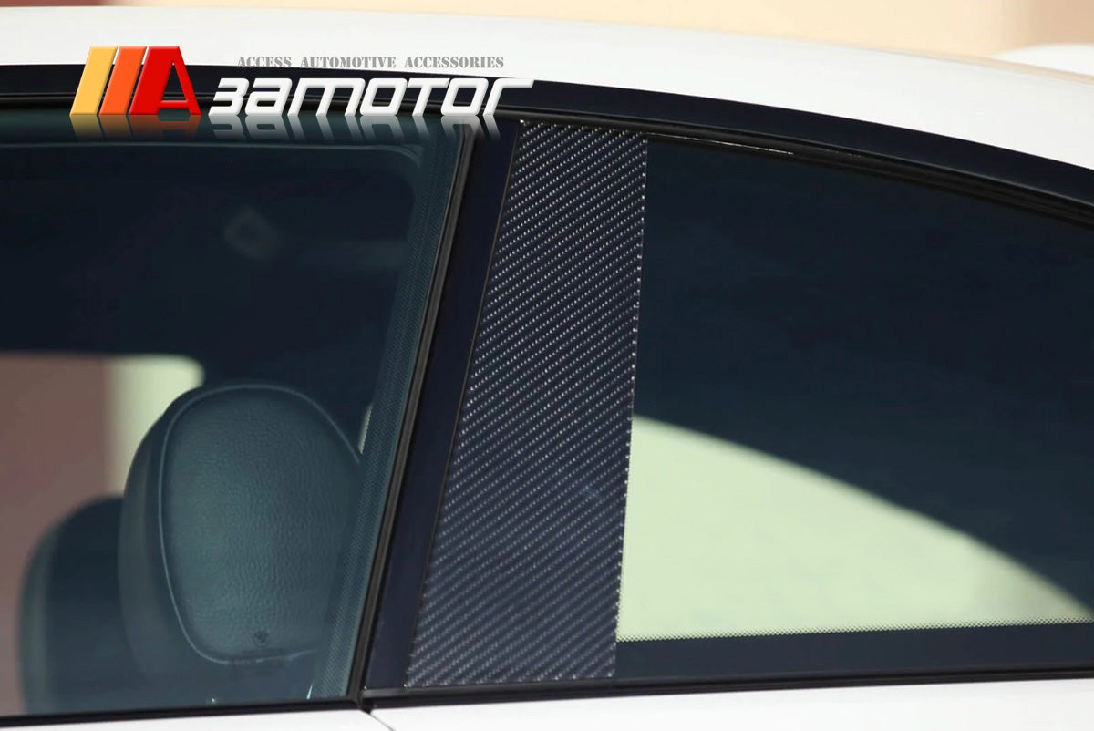 Carbon Fiber Door B Pillar Panel Trim Covers 2PCS Set fit for 2011-2013 BMW E92 3-Series Coupe / E92 M3
