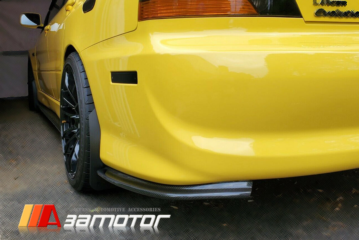 Carbon Fiber Rear Bumper Extensions Set fit for Mitsubishi Lancer Evol ...
