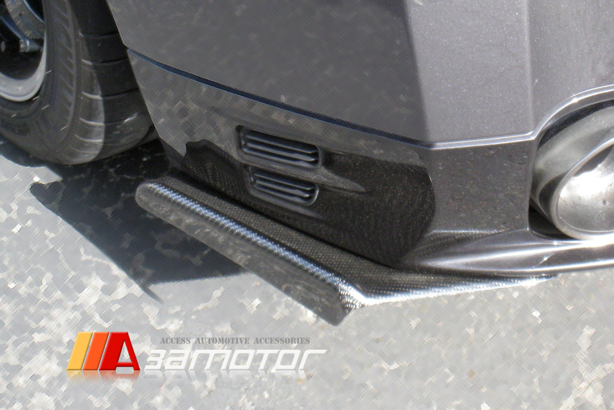 Carbon Fiber J Rear Bumper Extensions Set fit for 2008-2016 Nissan GT-R R35 CBA DBA