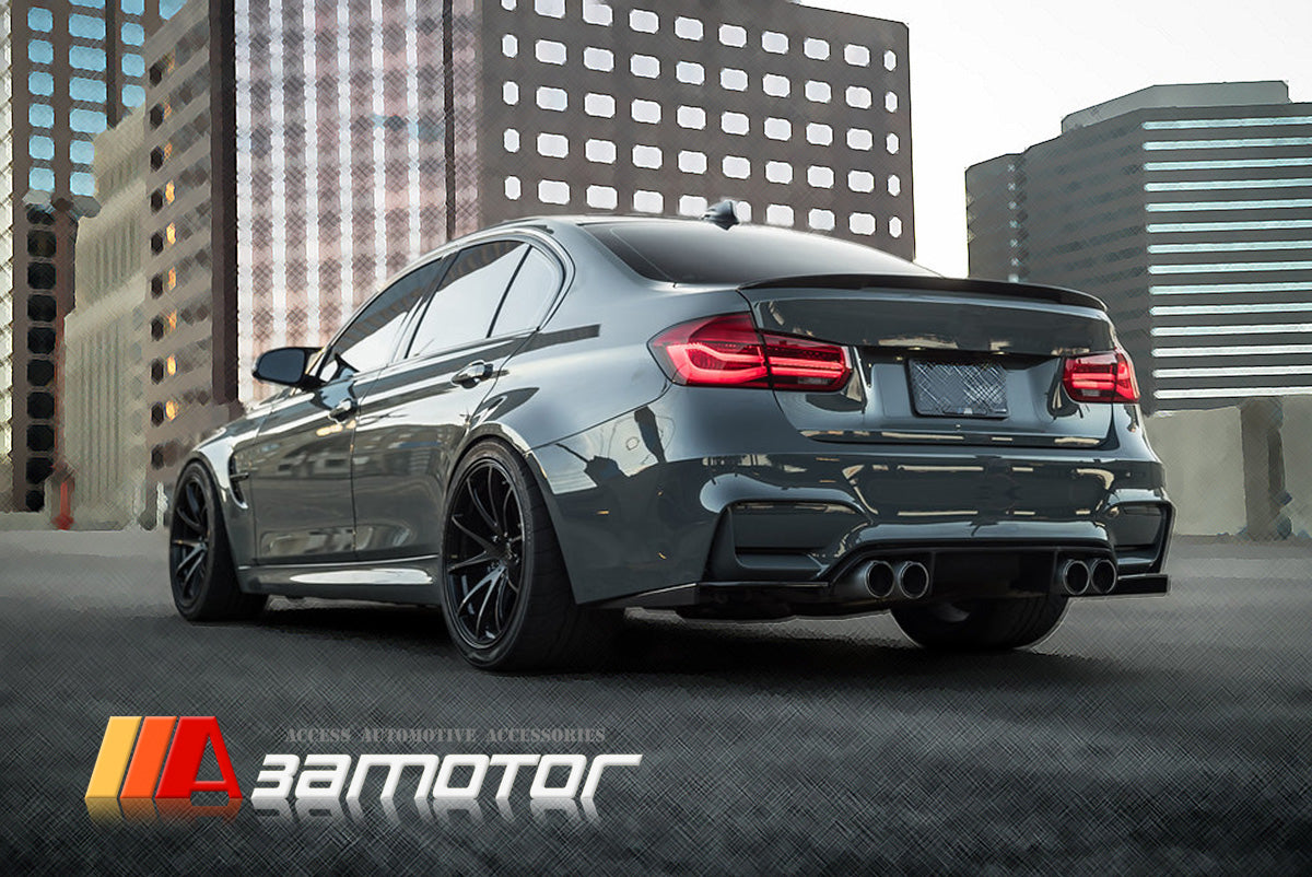 Carbon Fiber Look Rear Bumper Splitters – Fits BMW F80 M3 & F83 M4 2014-2020 – 2-Piece Set